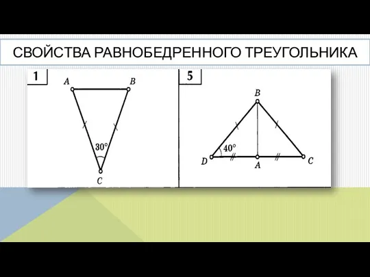 СВОЙСТВА РАВНОБЕДРЕННОГО ТРЕУГОЛЬНИКА