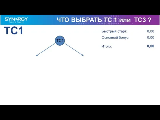 0,00 TC1 0,00 0,00 TC1 Быстрый старт: Основной бонус: Итого: ЧТО ВЫБРАТЬ