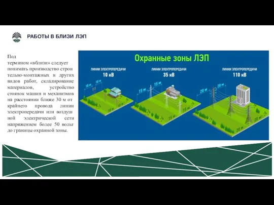 РАБОТЫ В БЛИЗИ ЛЭП Под термином «вблизи» следует понимать производство строи­тельно-монтажных и