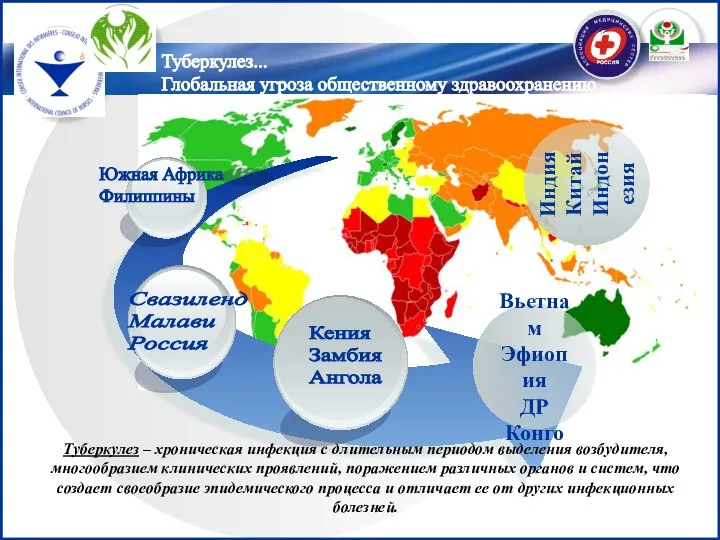 Туберкулез... Глобальная угроза общественному здравоохранению Южная Африка Филиппины Свазиленд Малави Россия Кения
