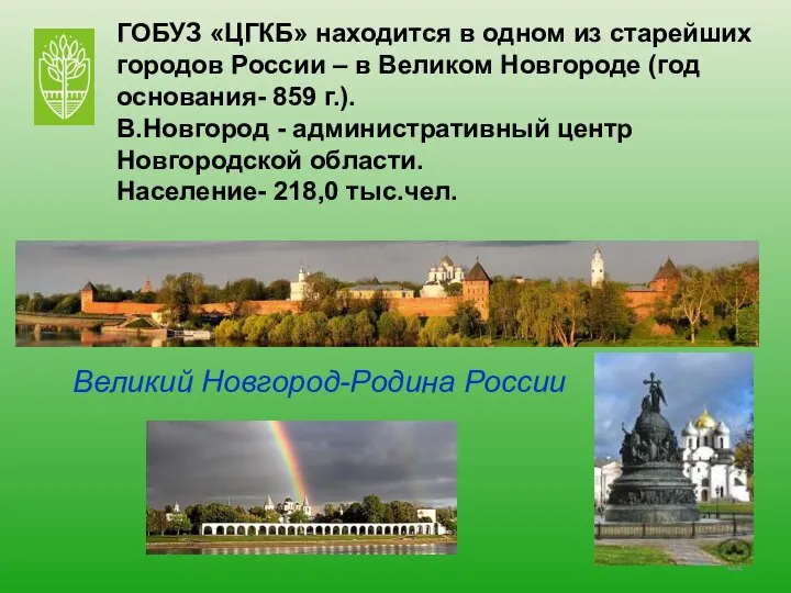 ГОБУЗ «ЦГКБ» находится в одном из старейших городов России – в Великом
