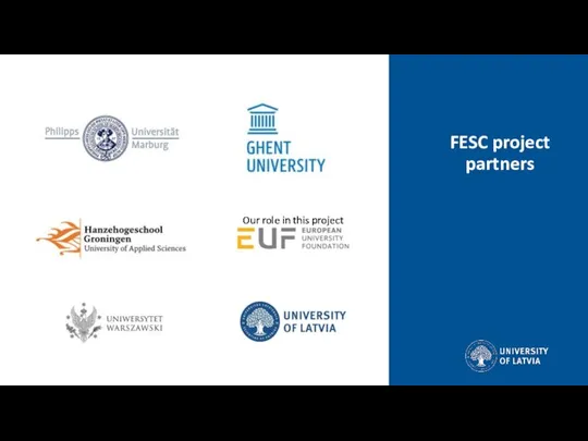 FESC project partners Our role in this project Our role in this project