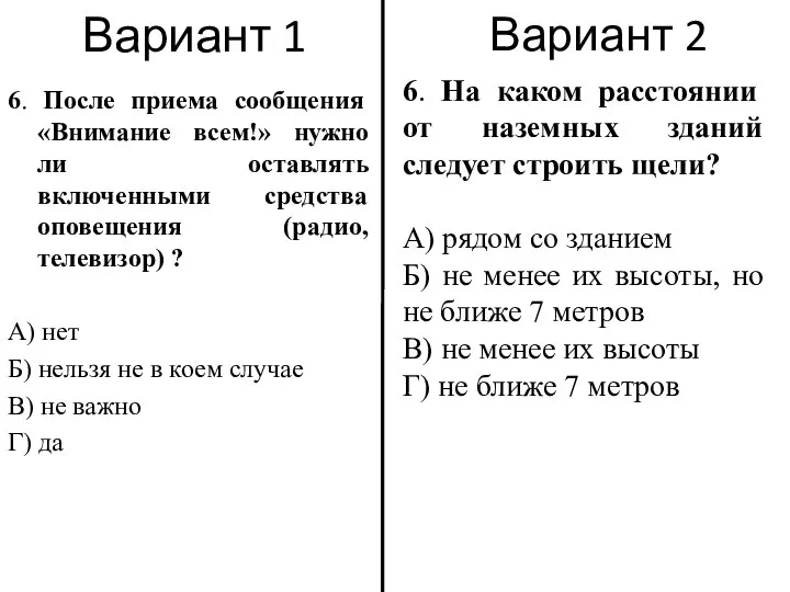 Вариант 1 6. После приема сообщения «Внимание всем!» нужно ли оставлять включенными