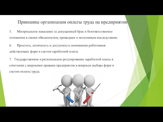 Принципы организации оплаты труда на предприятии 5. Материальное наказание за допущенный брак