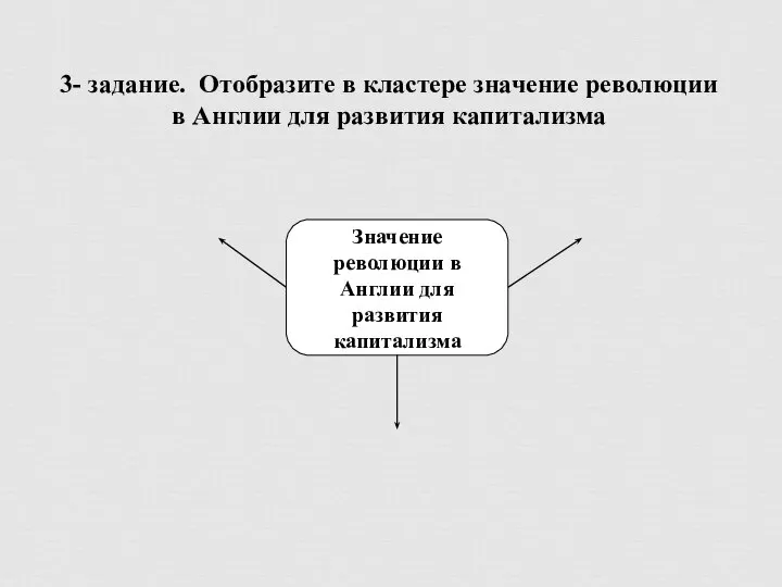 3- задание. Отобразите в кластере значение революции в Англии для развития капитализма