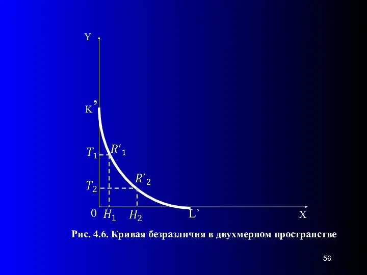 0 L` Рис. 4.6. Кривая безразличия в двухмерном пространстве K’