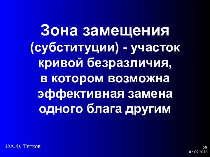 02.09.2016 Зона замещения (субституции) - участок кривой безразличия, в котором возможна эффективная