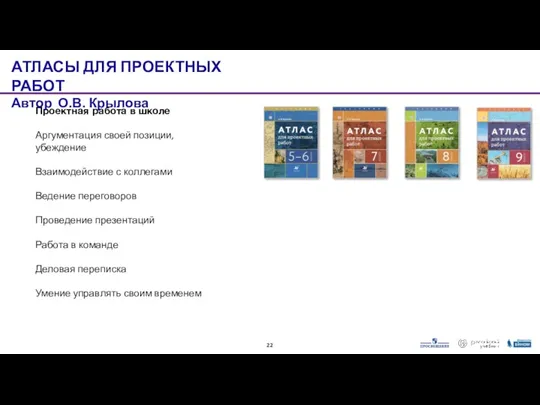 Проектная работа в школе Аргументация своей позиции, убеждение Взаимодействие с коллегами Ведение