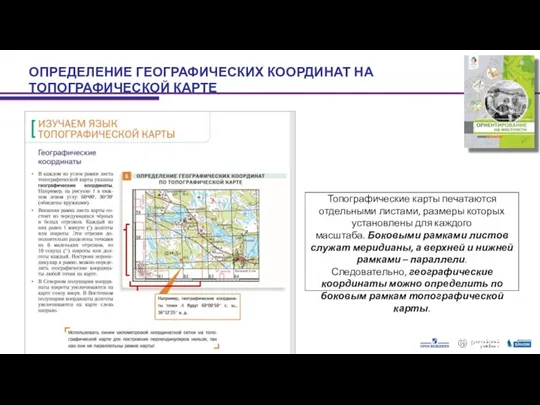 ОПРЕДЕЛЕНИЕ ГЕОГРАФИЧЕСКИХ КООРДИНАТ НА ТОПОГРАФИЧЕСКОЙ КАРТЕ Топографические карты печатаются отдельными листами, размеры