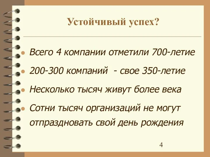 Устойчивый успех? Всего 4 компании отметили 700-летие 200-300 компаний - свое 350-летие