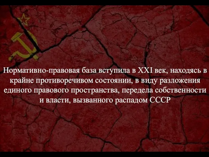 Нормативно-правовая база вступила в XXI век, находясь в крайне противоречивом состоянии, в