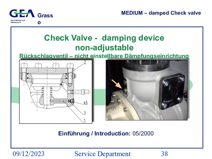 09/12/2023 Service Department (ESS) MEDIUM – damped Check valve Einführung / Introduction: