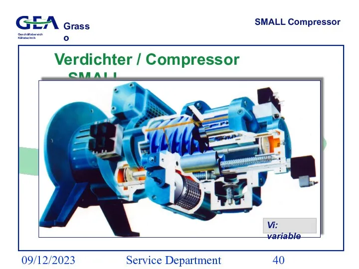 09/12/2023 Service Department (ESS) SMALL Compressor Verdichter / Compressor SMALL Vi: variable