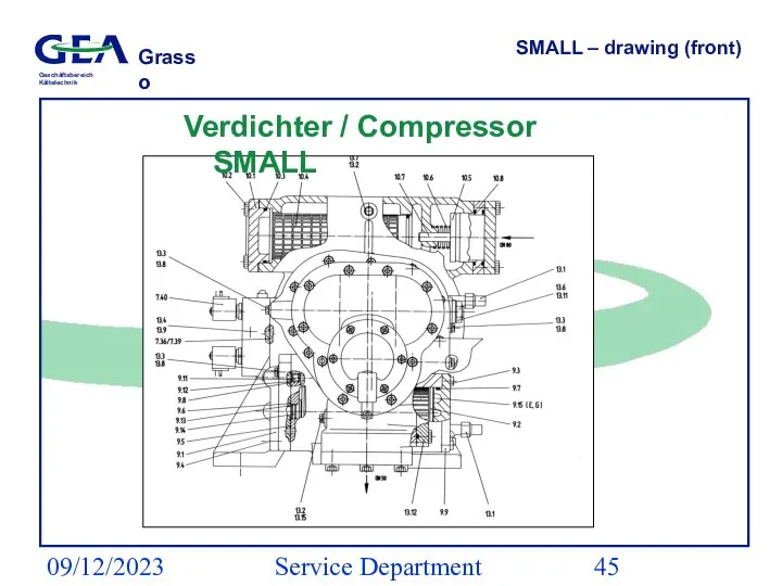 09/12/2023 Service Department (ESS) SMALL – drawing (front) Verdichter / Compressor SMALL