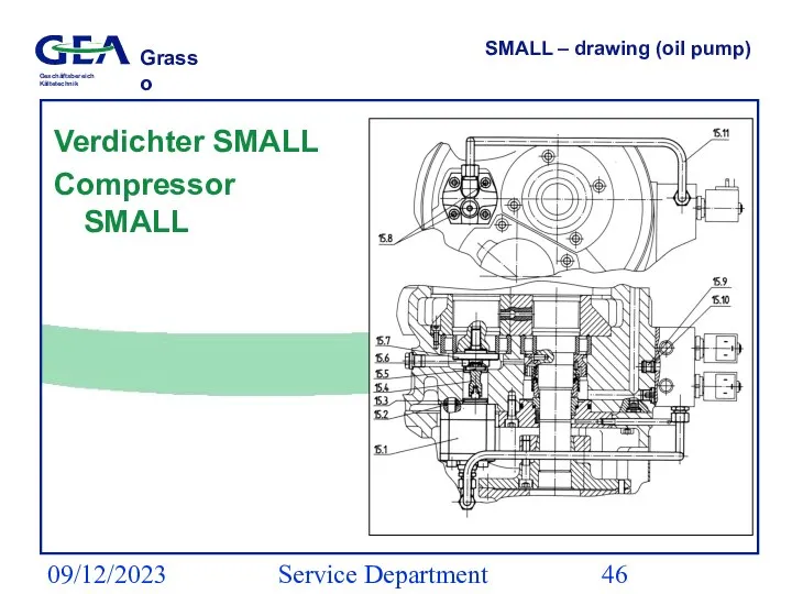 09/12/2023 Service Department (ESS) SMALL – drawing (oil pump) Verdichter SMALL Compressor SMALL