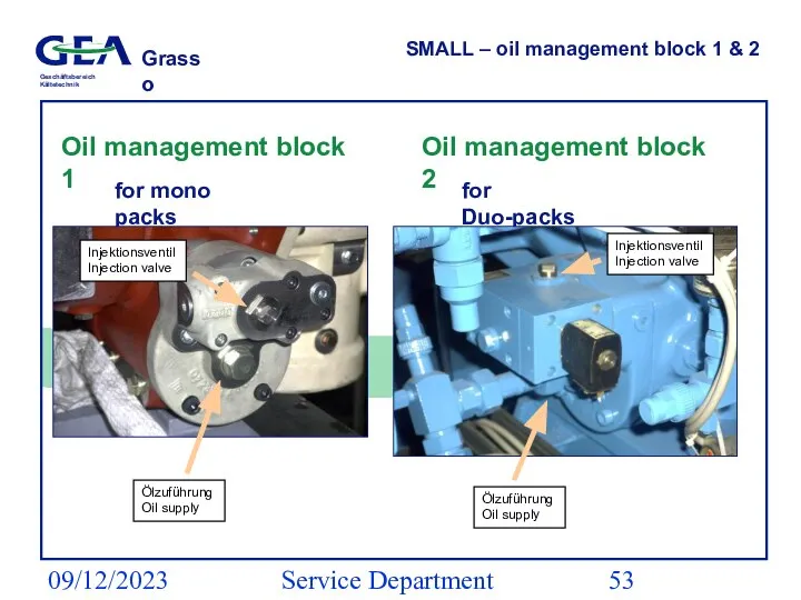 09/12/2023 Service Department (ESS) SMALL – oil management block 1 & 2