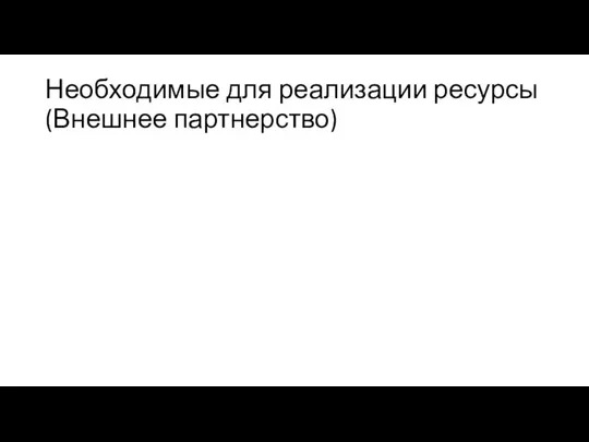 Необходимые для реализации ресурсы (Внешнее партнерство)