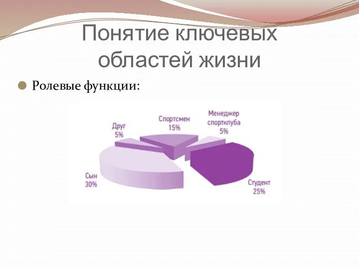 Понятие ключевых областей жизни Ролевые функции: