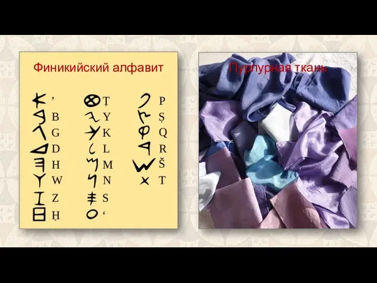 Финикийский алфавит Пурпурная ткань