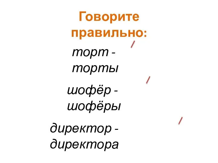 Говорите правильно: торт - торты шофёр - шофёры директор - директора