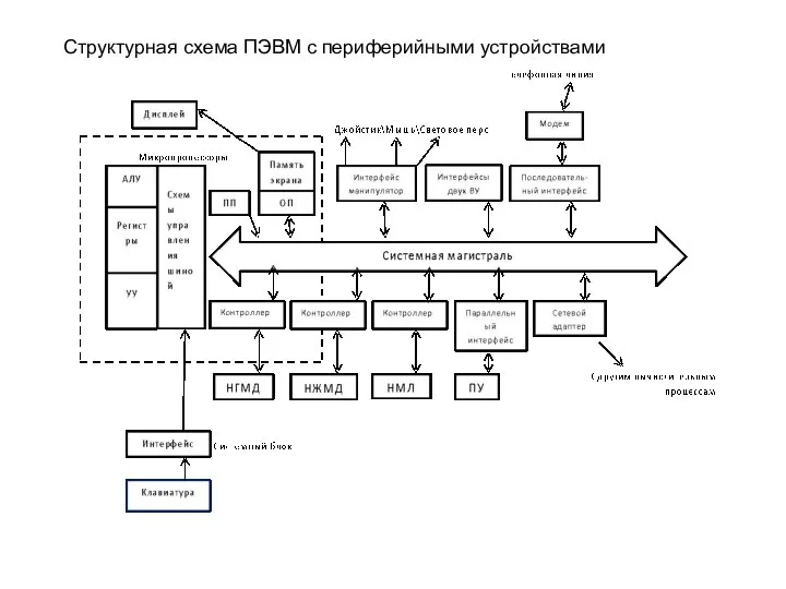 С Структурная схема ПЭВМ с периферийными устройствами