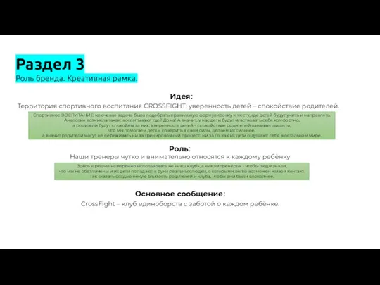 Раздел 3 Роль бренда. Креативная рамка. Территория спортивного воспитания CROSSFIGHT: уверенность детей