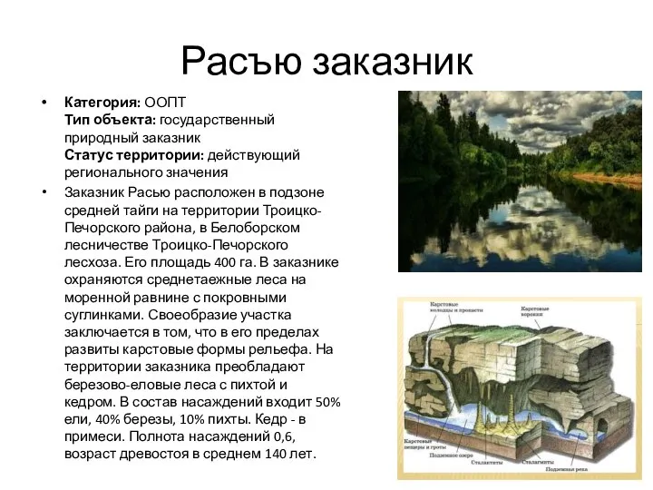 Расъю заказник Категория: ООПТ Тип объекта: государственный природный заказник Статус территории: действующий