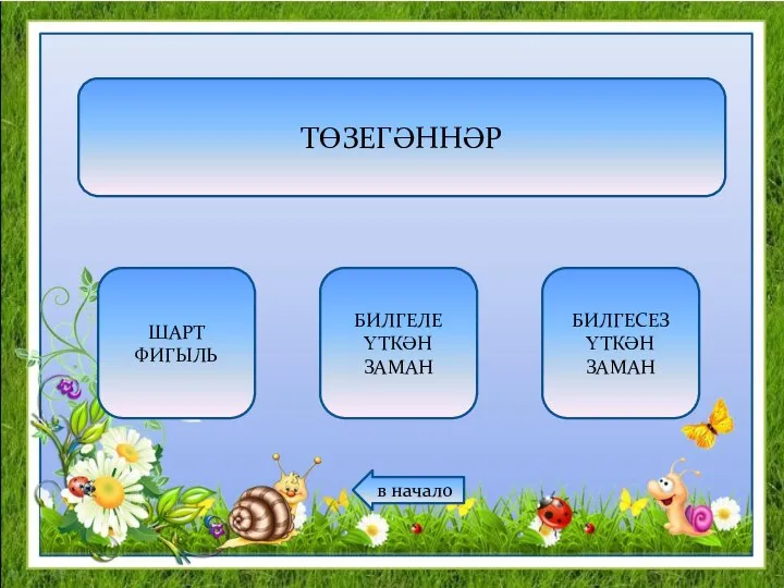 ТӨЗЕГӘННӘР ШАРТ ФИГЫЛЬ БИЛГЕЛЕ ҮТКӘН ЗАМАН БИЛГЕСЕЗ ҮТКӘН ЗАМАН в начало