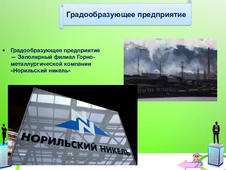 Градообразующее предприятие — Заполярный филиал Горно-металлургической компании «Норильский никель» Градообразующее предприятие