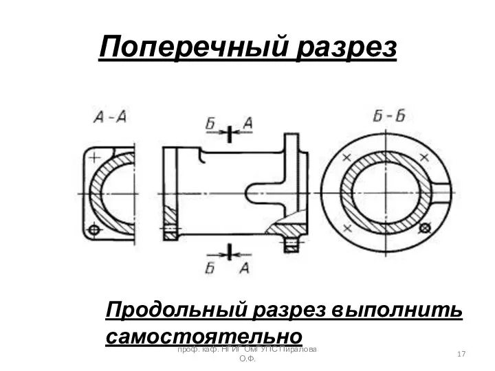 Поперечный разрез Продольный разрез выполнить самостоятельно проф. каф. НГИГ ОмГУПС Пиралова О.Ф.