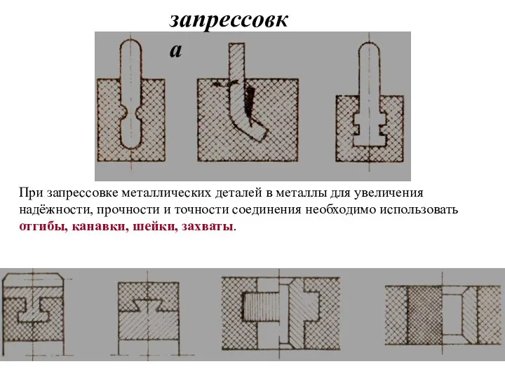 При запрессовке металлических деталей в металлы для увеличения надёжности, прочности и точности