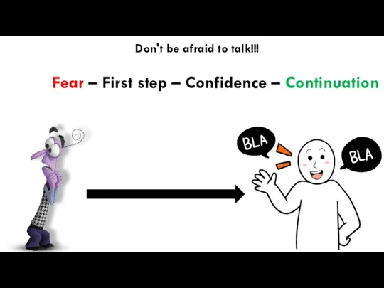 Don't be afraid to talk!!! Fear – First step – Confidence – Continuation