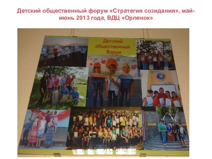 Детский общественный форум «Стратегия созидания», май-июнь 2013 года, ВДЦ «Орленок»