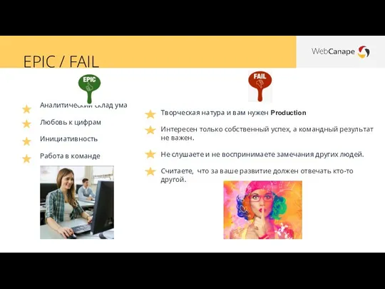 Аналитический склад ума Любовь к цифрам Инициативность Работа в команде EPIC /