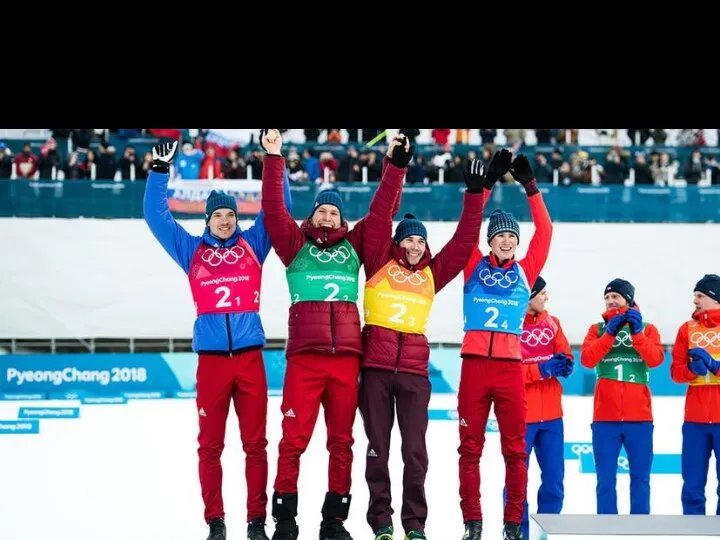 Мужская сборная России по лыжным гонкам в составе Андрея Ларькова, Александра Большунова,