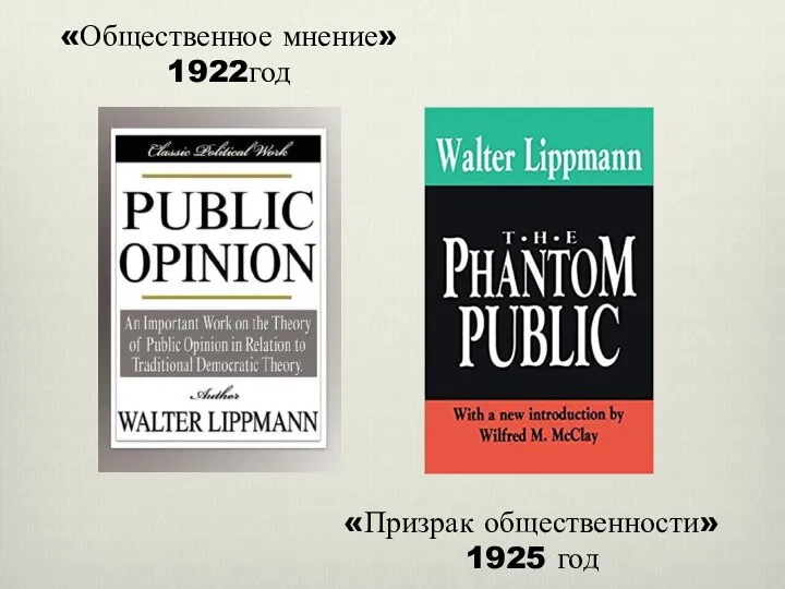 «Общественное мнение» 1922год «Призрак общественности» 1925 год