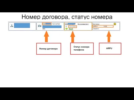 Номер договора, статус номера