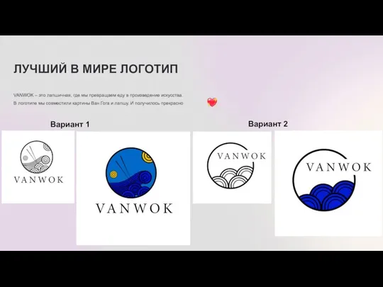 ЛУЧШИЙ В МИРЕ ЛОГОТИП VANWOK – это лапшичная, где мы превращаем еду