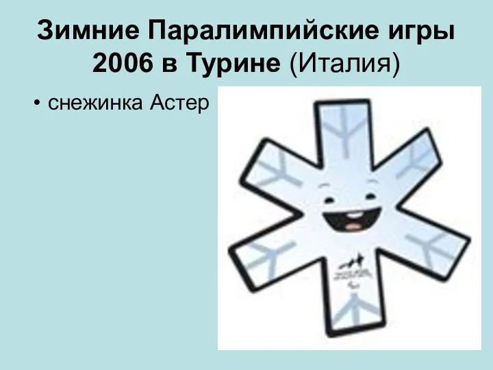 Зимние Паралимпийские игры 2006 в Турине (Италия) снежинка Астер