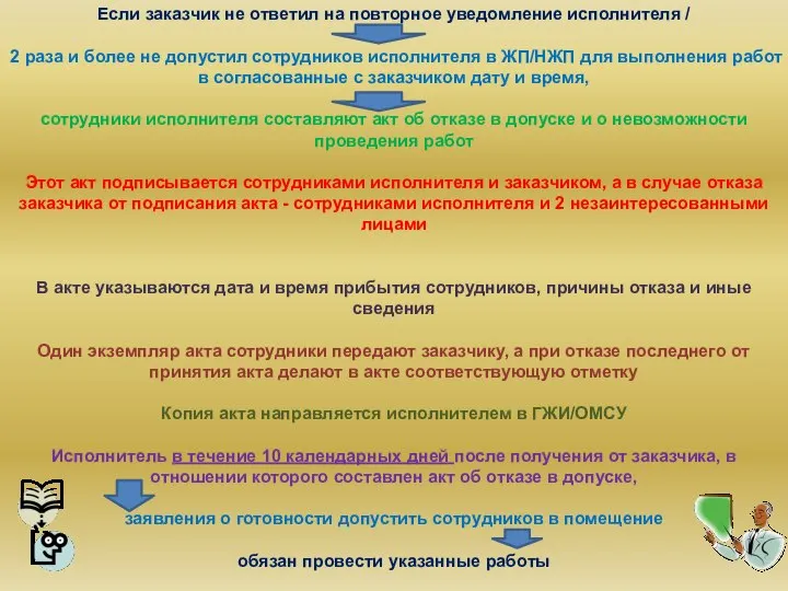 Если заказчик не ответил на повторное уведомление исполнителя / 2 раза и