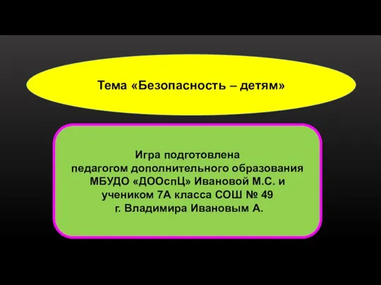 Игра подготовлена педагогом дополнительного образования МБУДО «ДООспЦ» Ивановой М.С. и учеником 7А