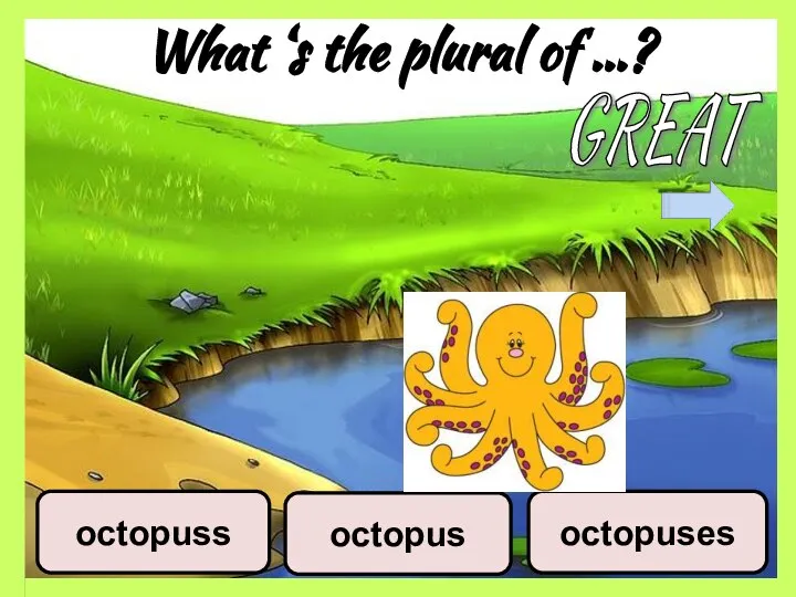 What ‘s the plural of …? octopus octopuses octopuss GREAT
