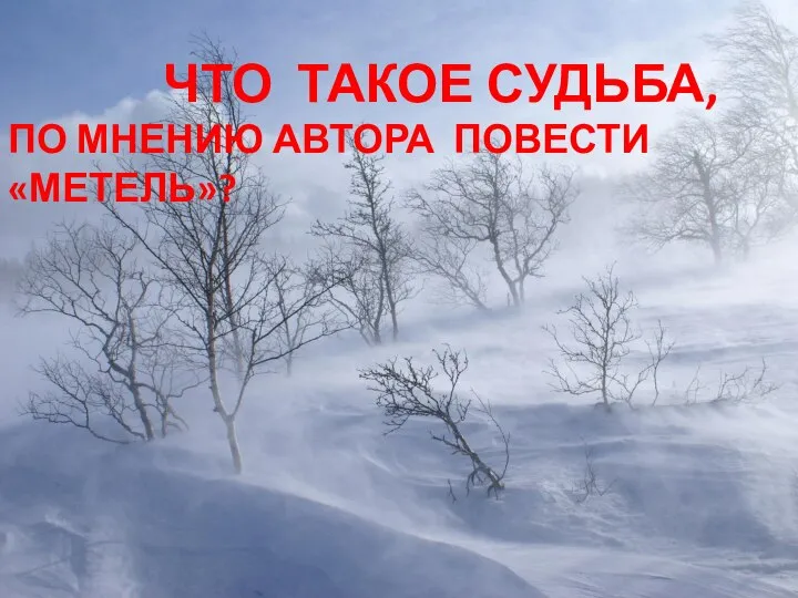 ЧТО ТАКОЕ СУДЬБА, ПО МНЕНИЮ АВТОРА ПОВЕСТИ «МЕТЕЛЬ»?