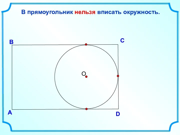 D В С В прямоугольник нельзя вписать окружность. А