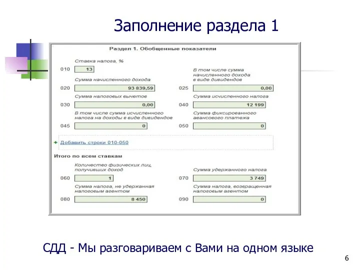 Заполнение раздела 1 СДД - Мы разговариваем с Вами на одном языке