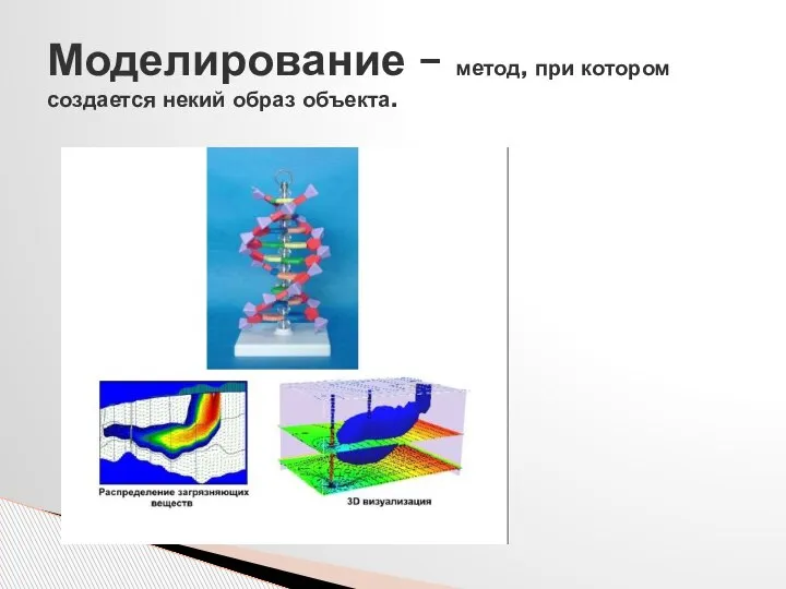 Моделирование – метод, при котором создается некий образ объекта.