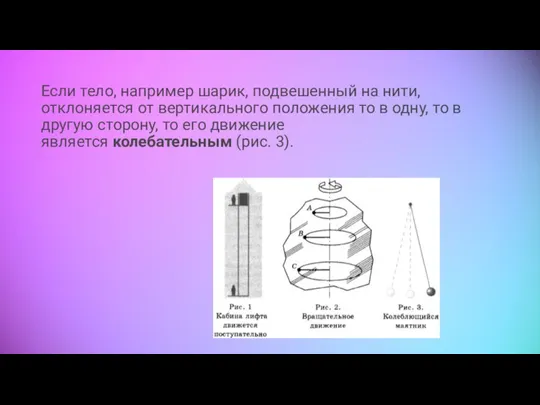 Если тело, например шарик, подвешенный на нити, отклоняется от вертикального положения то