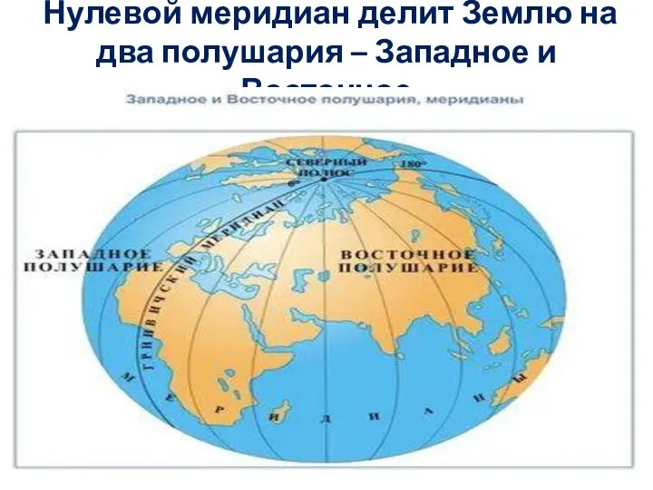 Нулевой меридиан делит Землю на два полушария – Западное и Восточное