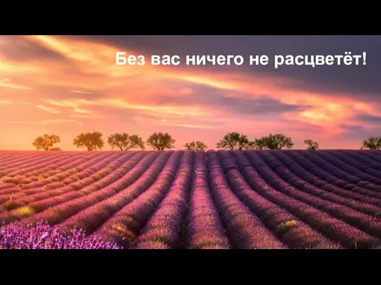 Без вас ничего не расцветёт!