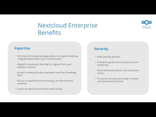 Security Early security patches Enterprise-grade security features and hardening Early notificationsabout critical